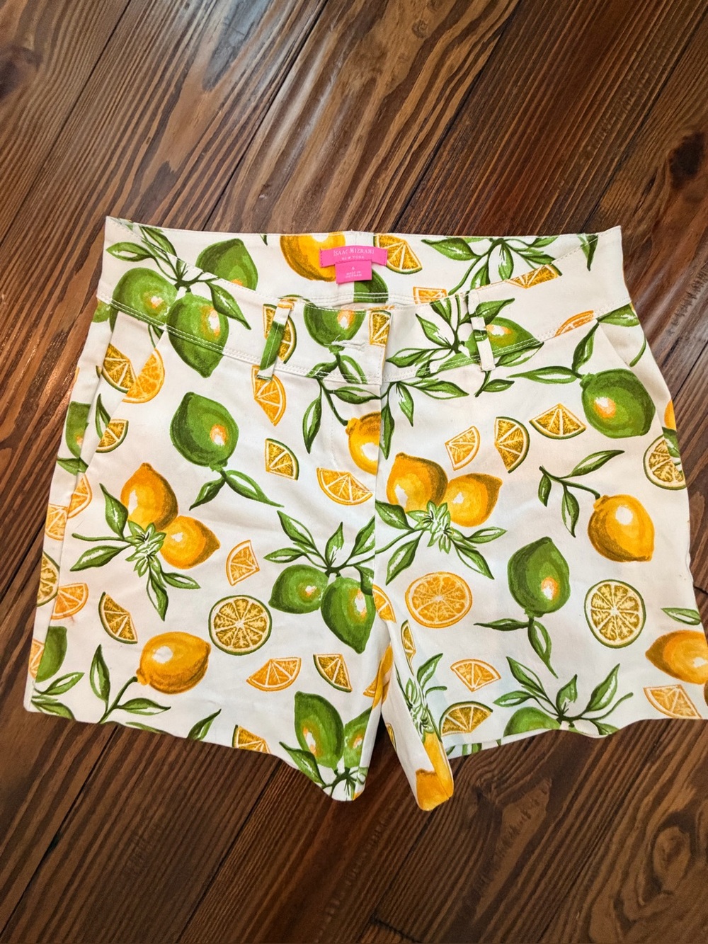 Isaac Mizrahi White Lemon & Lime Print Cotton Shorts